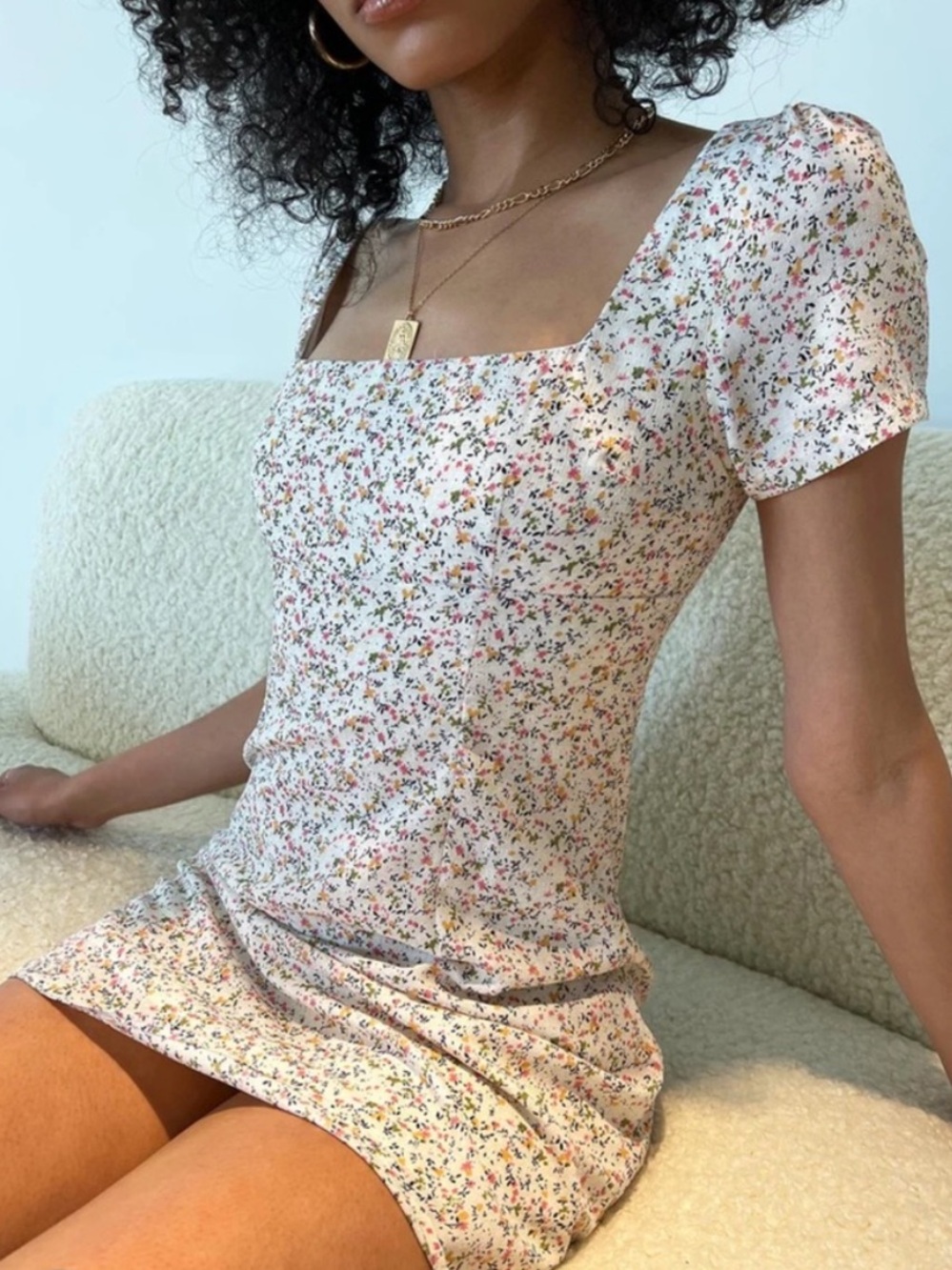 Princess Polly Hastings Mini Dress White Floral Size 10 Cottagecore Romance